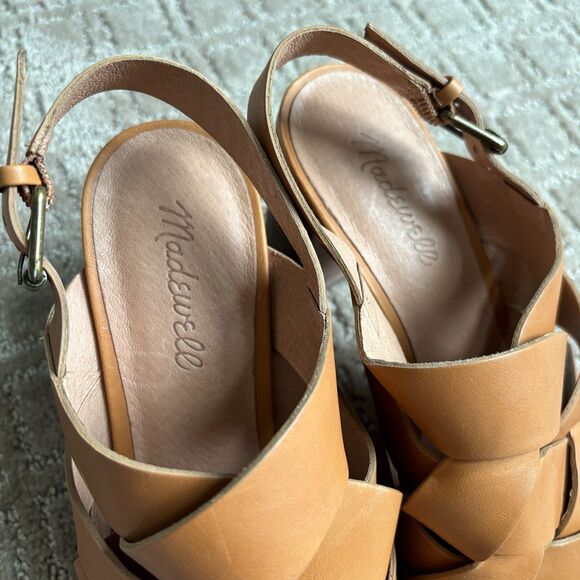 Madewell The Cindy Sandal Stacked Heel Brown Leather Women's 9 Chunky Boho - Picture 8 of 11